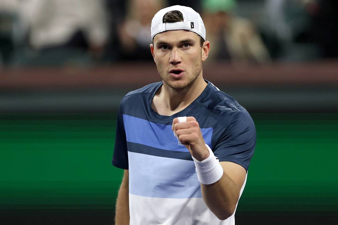Jack Draper gives a fist pump during a quarter-final win over Ben Shelton at Indian Wells 2025