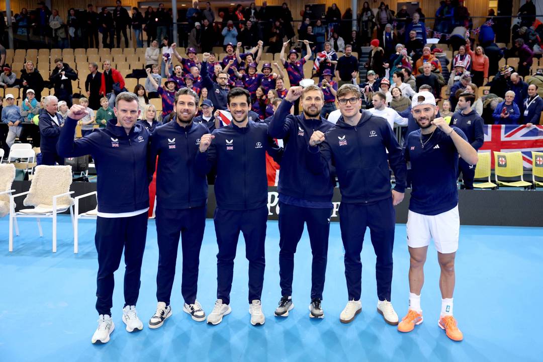 Great Britain Davis Cup team celebrate a 4-0 win over Norway