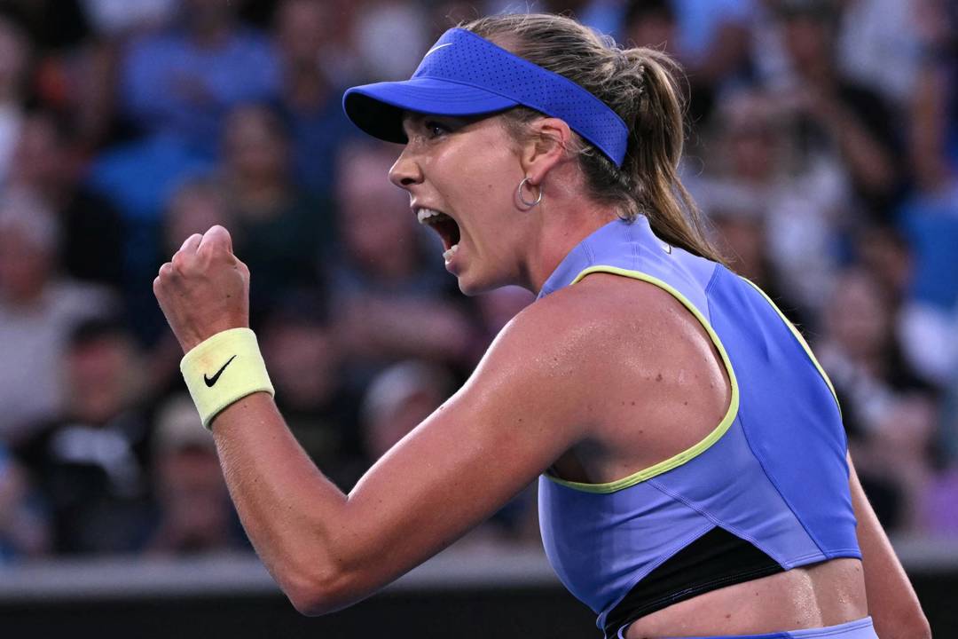 Katie Boulter gives a fist pump and a roar in her opening round match at the 2026 Australian Open