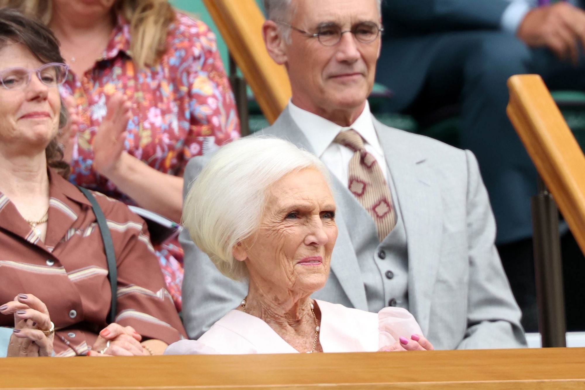 Dame Mary Berry sat in the Royal Box at Wimbledon enjoying the action on Centre Court