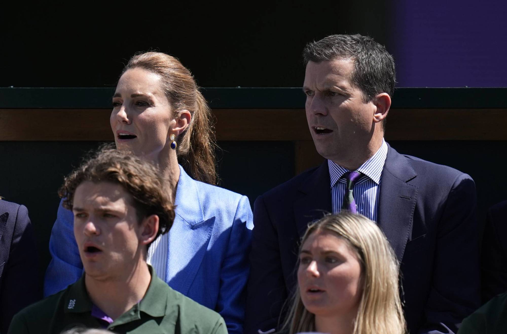 The Princess of Wales sat next to former British tennis player Tim Henman while watching Arthur Fery vs Otto Virtanen on Court 18