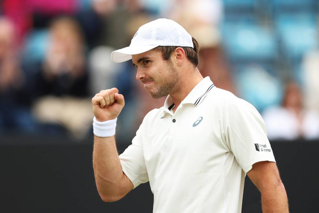 Arthur Fery celebrates reaching the semi-finals of the Lexus Birmingham Open