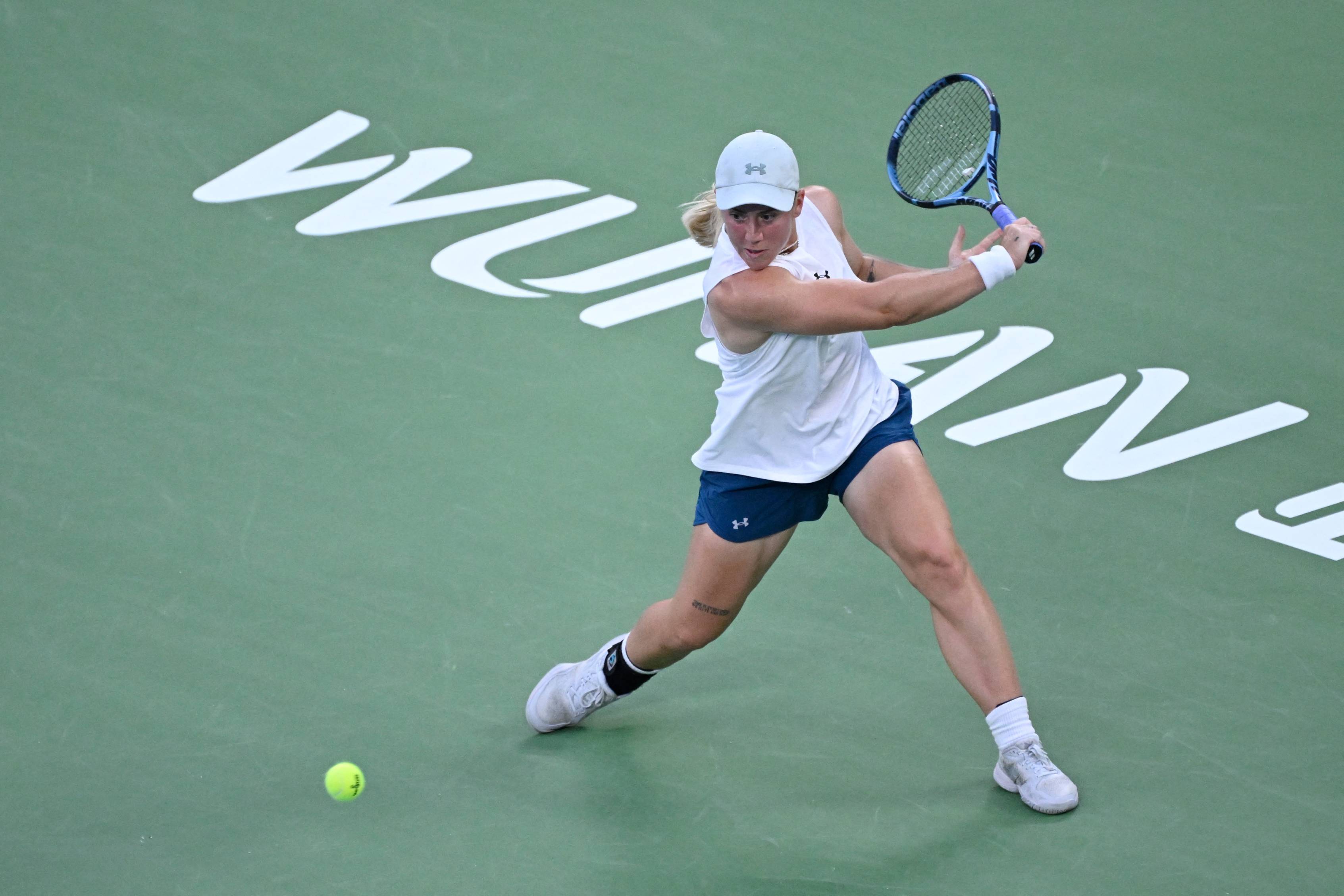Sonay Kartal lines up a backhand during the 2026 Wuhan Open